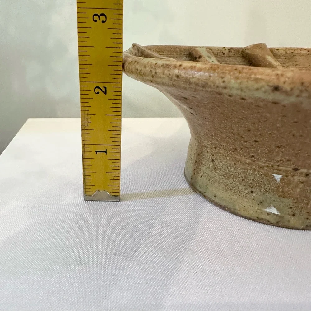 Anthony Stoneware Soap Dish Artisan Pottery Butternut Sponge Flower Frog